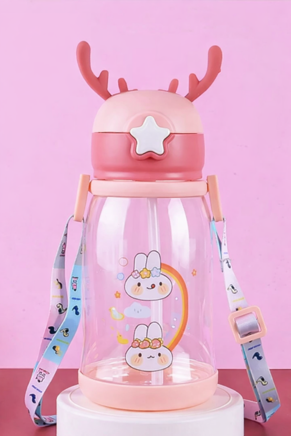 Deer Horn Shape Water Bottle with Cartoon Character for Kids